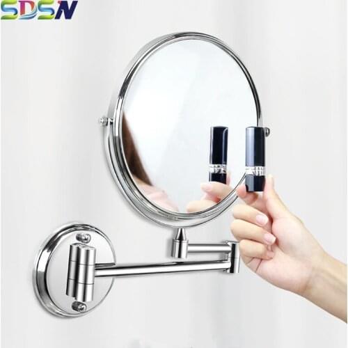 Chrome Bathroom Mirrors SDSN 5x Magnifying Bathroom Mirror 8 Inch Copper Bath Mirrors Fashion Lady 2 Face Cosmetic Mirror