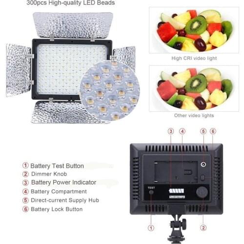 JinTu W300 II 300pcs LED 3200K-5600K color temperature Camera Lamp Light For Canon Nikon Sony Camera as Yongnuo YN-300II
