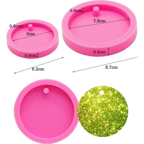 Round Mirror Epoxy Keychain Silicone Mold Aroma Car Pendant DIY Chocolate Chip Fondant Candy Mold Cake Decoration Making