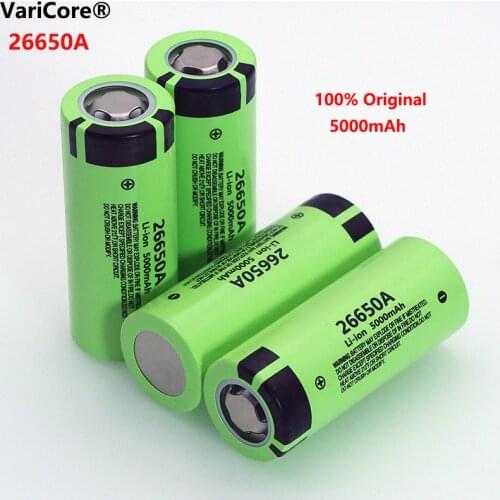 4pcs VariCore 26650A Li-ion Battery 3.7V 5000mA Rechargeable batteries Discharger 20A Power battery for flashlight E-tools