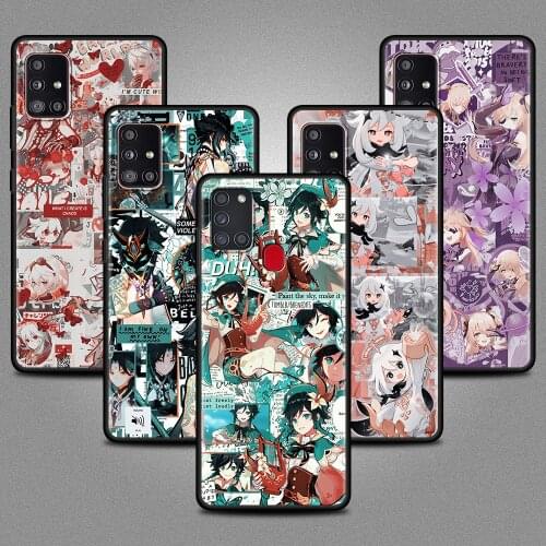 Genshin Impact Anime Soft Case For Samsung Galaxy A51 A71 A21s A12 A31 A52 A41 Black Phone A11 A72 A32 A42 5G A01 A91 A22 Fundas