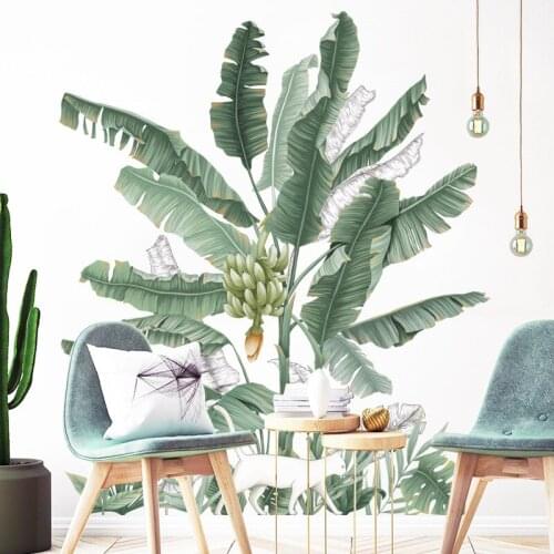 Banana Tree Wall Stickers for Living room Bedroom Wall Decor Green Leaf Wall Decals Removable Sticker Home Decoration Wall Decor