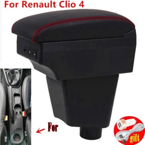 For Renault Clio 4 Captur Armrest For Renault Captur armrest box accessories Storage box cup holder ashtray USB LED 2015