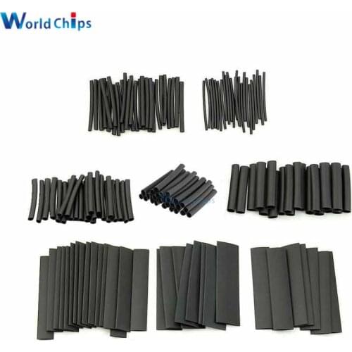 70pcs/lot Polyolefin 2:1 Shrinking Assorted Insulation Heat Shrink Tube Wire Cable Insulated Black Sleeving Heat Shrink Tubing