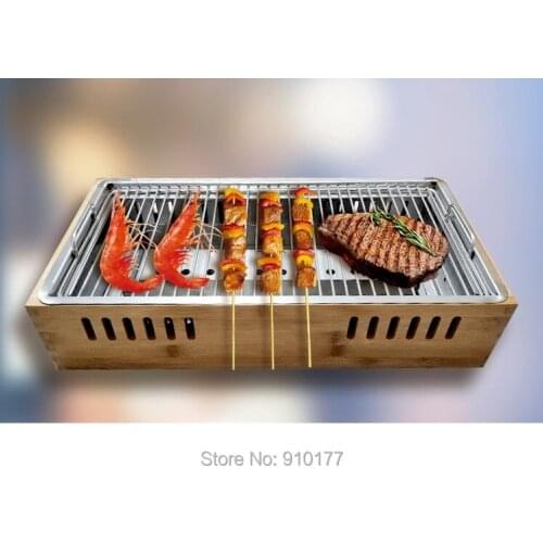 Portable bamboo box charcoal bbq grills commercial barbecue kebab stove heating oven household commercial table BBQ 036-3