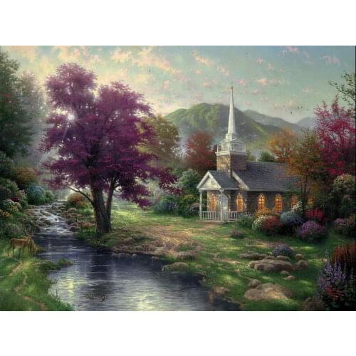 Streams of Living Water Thomas Kinkade HD Canvas Oil painting Print Living Room Bedroom Hotel Wall Picture Art Home Decoration
