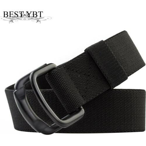 Best YBT Unisex canvas belt Alloy double ring buckle Stretch weave Men belt outdoor casual cowboy Men and Women belt