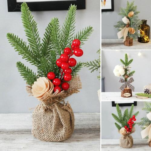 Mini Christmas Desk Tree Xmas Seasonal Indoor Decor Office Home Small Decoration Chirstmas Party Deco