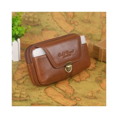 Waist Bag Pouch New Style Cowhide Genuine Leather Military Cell/mobile Phone Cover Case Skin Hip Belt Bum