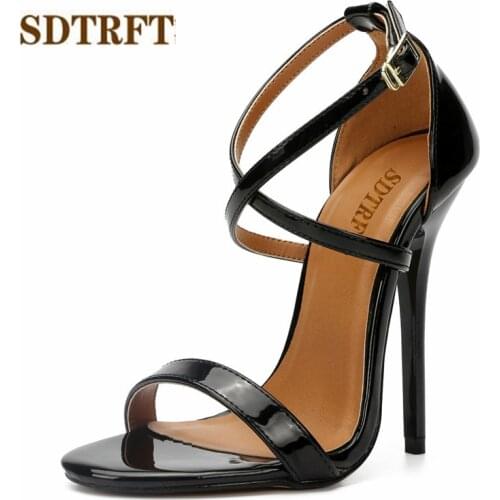 SDTRFT Summer sexy Stiletto Party Sandals 14cm thin High Heels Mujer Crossdress Shoes woman Ankle strap SM pumps sapato feminino