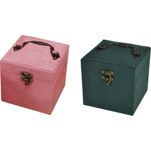 Retro Jewelry Box European-Style Compact Multi-Layer Lattice Bracelet Earrings Jewelry Storage Makeup Box