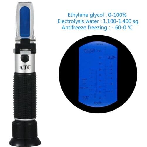 Freezing Point Meter -60-0 Degree for Ethylene Glycol Antifreeze Tool Electrolytic Water Concentration Detector Refractometer