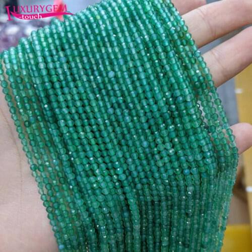 High Quality 3mm Natural Green Agates Stone Faceted Round Shape Loose Spacer Small Beads DIY Gems Jewelry Accessory 38cm b166