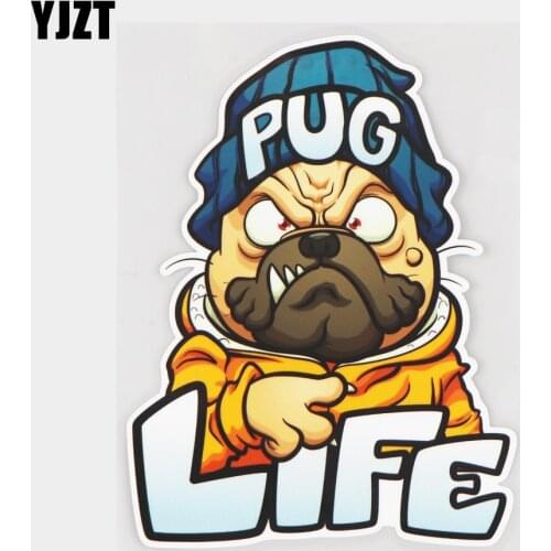 YJZT 12×16.2CM PUG LIFE Fashion Dog Cartoon Decals Window Decoration Creative Car Stickers 21A-0162