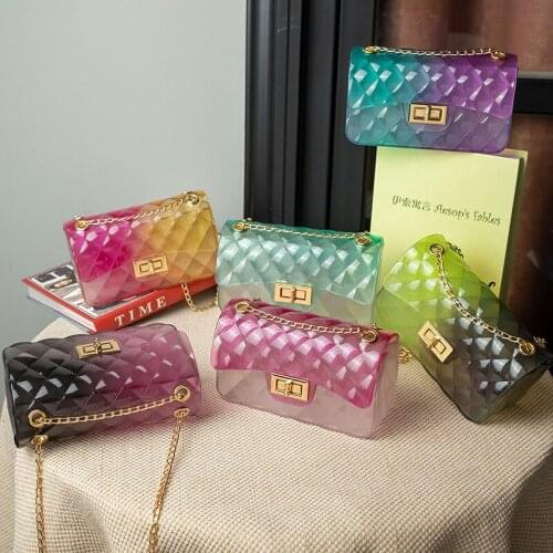 2021 Women Handbag New Elegant Shoulder Messenger Portable Chain Bag Girl PVC Jelly Bag Pearl Crossbody Small Square Blosa