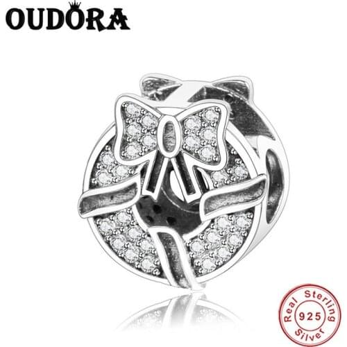 Openwork Bowknot Charm Fit Original Pandora Charms Sterling Silver 925 Bracelet Zircon Charm Women Fashion Jewelry Berloque