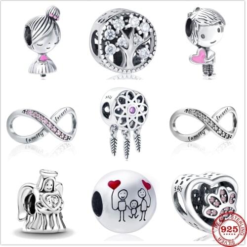 New 925 Sterling Silver Family Tree Skirt Girl Forever Zirconia Charm bead Fit Original Pandora Bracelet DIY Jewelry For Women