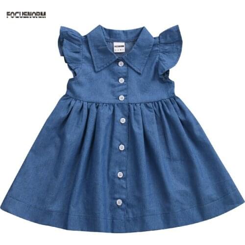 1-6Y Toddler Baby Girl Cute Princess Summer Dress Kids Jeans Denim Sundress Party Beach Sleeveless Dresses Clothes Outfits