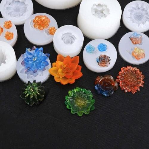 1Set Plant Epoxy Resin Mold Flowers Lotus Decoration Soft Molds DIY Slicone Moulds Sets For Jewelry Handmade Making Tools