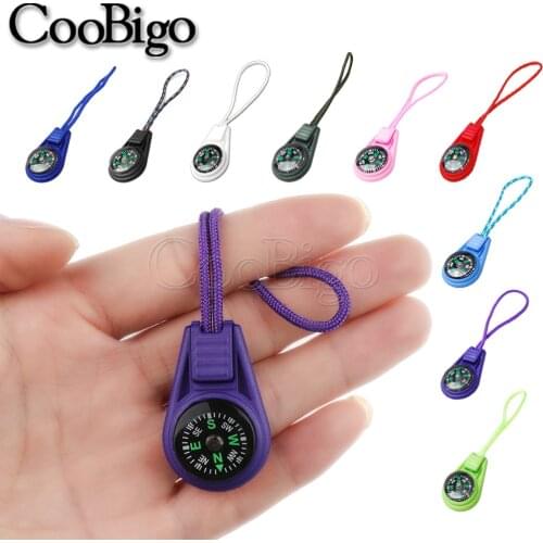 10Pcs Colorful Survival Keychain Zipper Pull Mini Compass for Outdoor Backpack Camping Hiking Pocket Navigator Adventure Tool