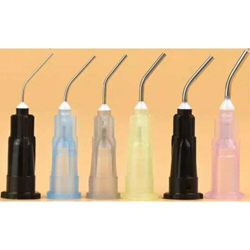 200pcs/2Bags Dental Pre-Bent Flow Syringe Tips Resin Irrigation Needle Tips
