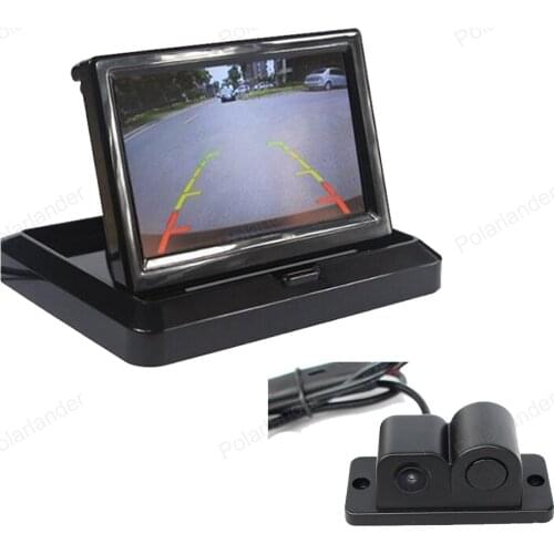 Foldable Car Monitor 4.3" LCD TFT display screen with Parking Sensor Radar Auto Rear View reversing Camera 3 in 1