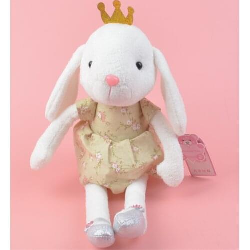 35cm Crown Rabbit Plush Toy for Cute Baby/ Kids Gift, Flower Skrit Plush Stuffed Doll Free Shipping