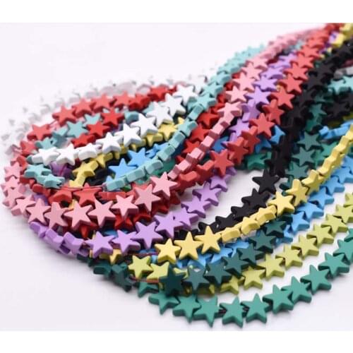 6/8mm Five-pointed Star Rubber Matte Natural Hematite Stone Spacer Loose Beads For Jewelry Making Diy Bracelets Findings hole1mm