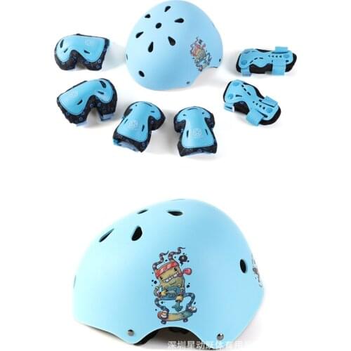 Thicken reinforced full set children sports protective gear wheel skate helmet balance bicycle Elbow Knee Pads Wrist 7Pcs Set