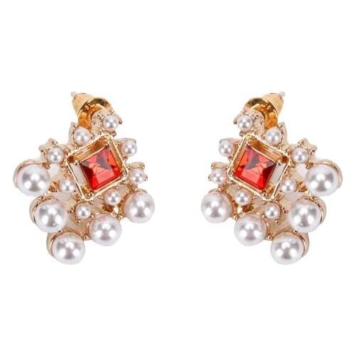 925 Sterling Silver Korean Iadies Golden Pearl Earrings Girl Diamond Earrings Wild Fashion High-End Earrings Jewelry