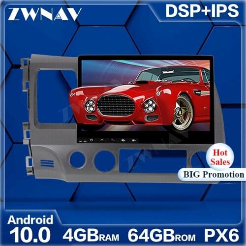 PX6 4+64G Android 10.0 Car Multimedia Player For Honda Civic 2007-2011 car GPS Navi Radio navi stereo IPS Touch screen head unit