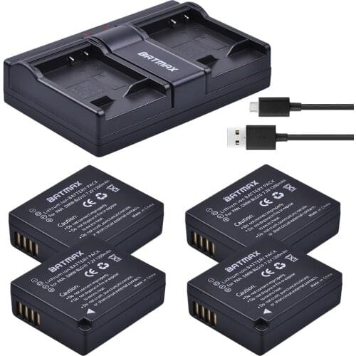 Batmax 4pcs DMW-BLE9 DMW-BLG10 DMW BLG10 BPDC15 Battery+USB Dual Channel charger for Panasonic LUMIX GF5 GF6 GX7 LX100 GX80 GX85