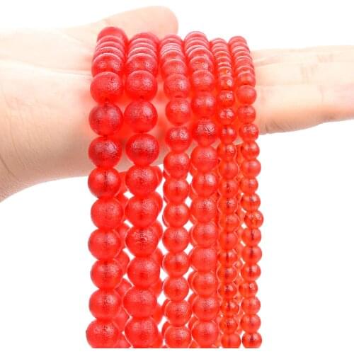 Natural Stone Beads Frosted Red Energy Crystal Beads Czech Meteorite Glass Loose Spacer Beads for Jewelry Making DIY Bracelets
