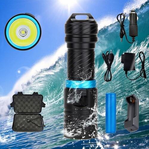 C2 Powerful L2 Diving LED Flashlight Cold white Dive 200M Waterproof Underwater Camping Torch Lamp Dimming By 18650 26650