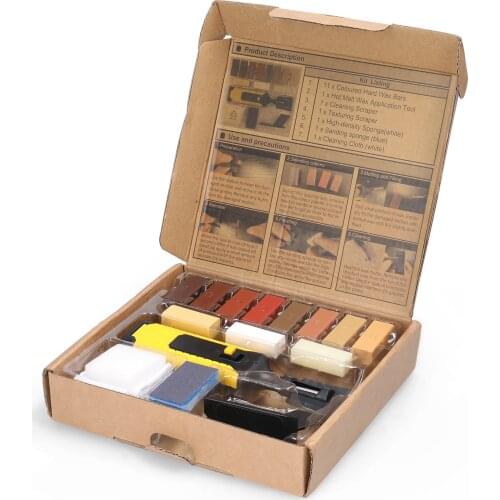 Household DIY Floor Repair Kit Multifunctional Repairs Tool Kit Wooden Floor Scratches Mend Utility Tool Kit with 11 Wax Blocks