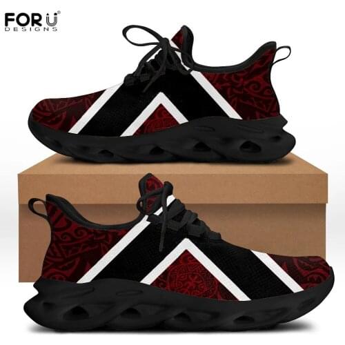 FORUDESIGNS Breathable Spring Fashion Sneakers Tobago Flag Polynesian Pattern Women Casual Outdoor Flats Mesh Shoes Zapatos
