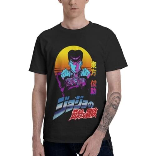 Jojo Bizarre Adventure Harajuku Tshirts Men Leisure Tees Top 100% Cotton T Shirts Short Sleeve Jotaro Kujo Anime T-shirts Gift