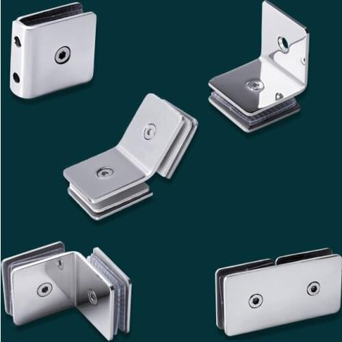 Chrome Stainless Steel 304 Glass Fixed Clip Bathroom Glass Support 0 90 135 180 Degree Partition Shower Room Link Clip