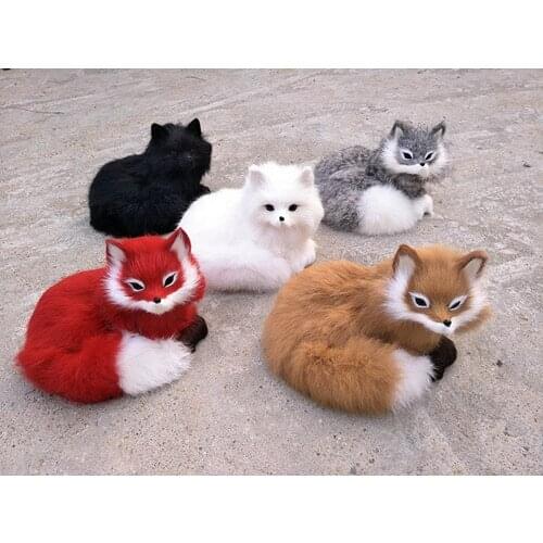 Simulation fox 15x13cm model toy,polyethylene&furs prone fox ,home decoration,Xmas gift 0305