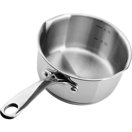 Stainless Steel Milk Pan Butter Coffee Warmer Mini Saucepan Chocolate Melting Pot Kitchen Cookware, 12cm Diameter, 500ml