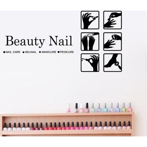 Beauty Nail Art Wall Decals Pedicure Business Sign Vinyl Wall Stickers For Nail Beauty Salon Window Glass Door Art Decor