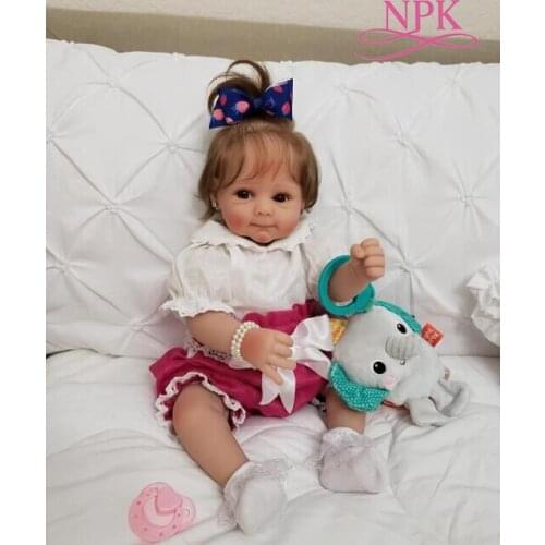 NPK 50CM reborn baby girl sweet smile new design face baby hand made high quality doll real soft touch cuddly baby birthday Gift