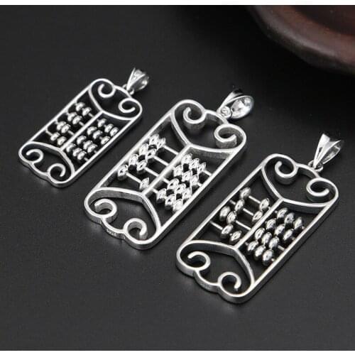 S925 Sterling Silver Retro Thai Silver Creative Popular Personality Abacus Men And Women Pendants Sweater Chain Pendant