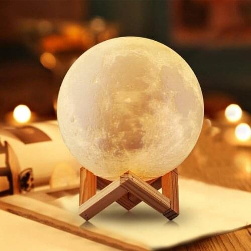 Moon 3D print moon lamp touch control 2 colors night light creative gift family bedroom decoration children
