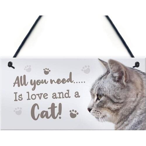 Meijiafei Cat Signs For Home Funny Cat Gift Home Wall Plaque Pet Animal Cat Lover Gifts 10" x 5"