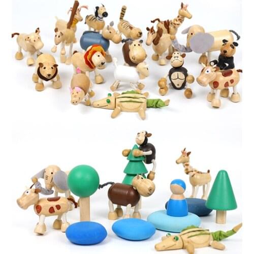 Baby Mini Montessori Animal Educational Toy Cutely Animals Doll Emulation Animal Wooden Crafts Learning Toy For Kid Holiday Gift