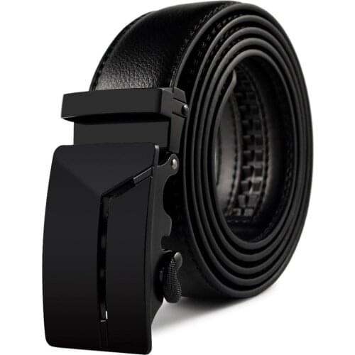 Male Genuine Leather Black Automatic Buckle Belt High Quality Designer Luxury Brand Strap Waistband Mans Leather Belt