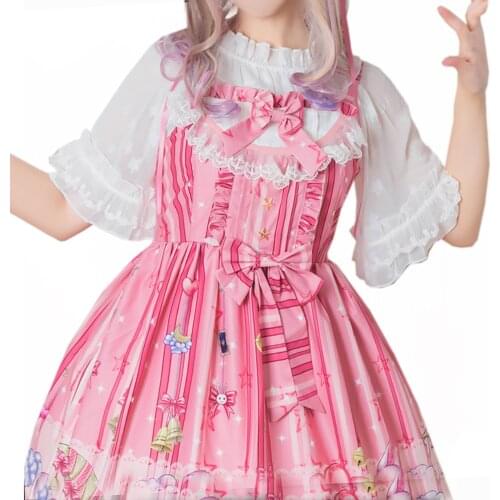 New Summer Kawaii Lolita Shirt Jacquard Star See-through Mesh Gauze Shirt Cute Elegant Bottoming Shirt Half Ruffled Tops