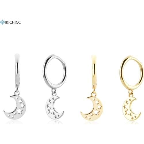 KIKICHICC 200 New 925 Sterling Silver Gold Moon Drop Earring Charm Pendientes 2021 Women Fashoin Dangle Tiny Jewelry Gift