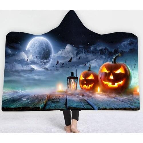 Halloween Hooded Blankets Adults And Youths Home Reading Camping Travel Picnic Blanket Custom Soft Warm Oversize Hoodie Blankets